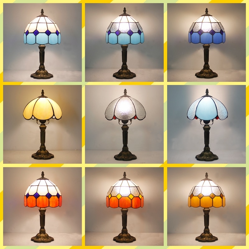  크리에이티브 유럽 지중해 침실 머리맡 조명 데코레이션 램프, 따뜻한 색상 미국 복고풍 향수 테이블 램프